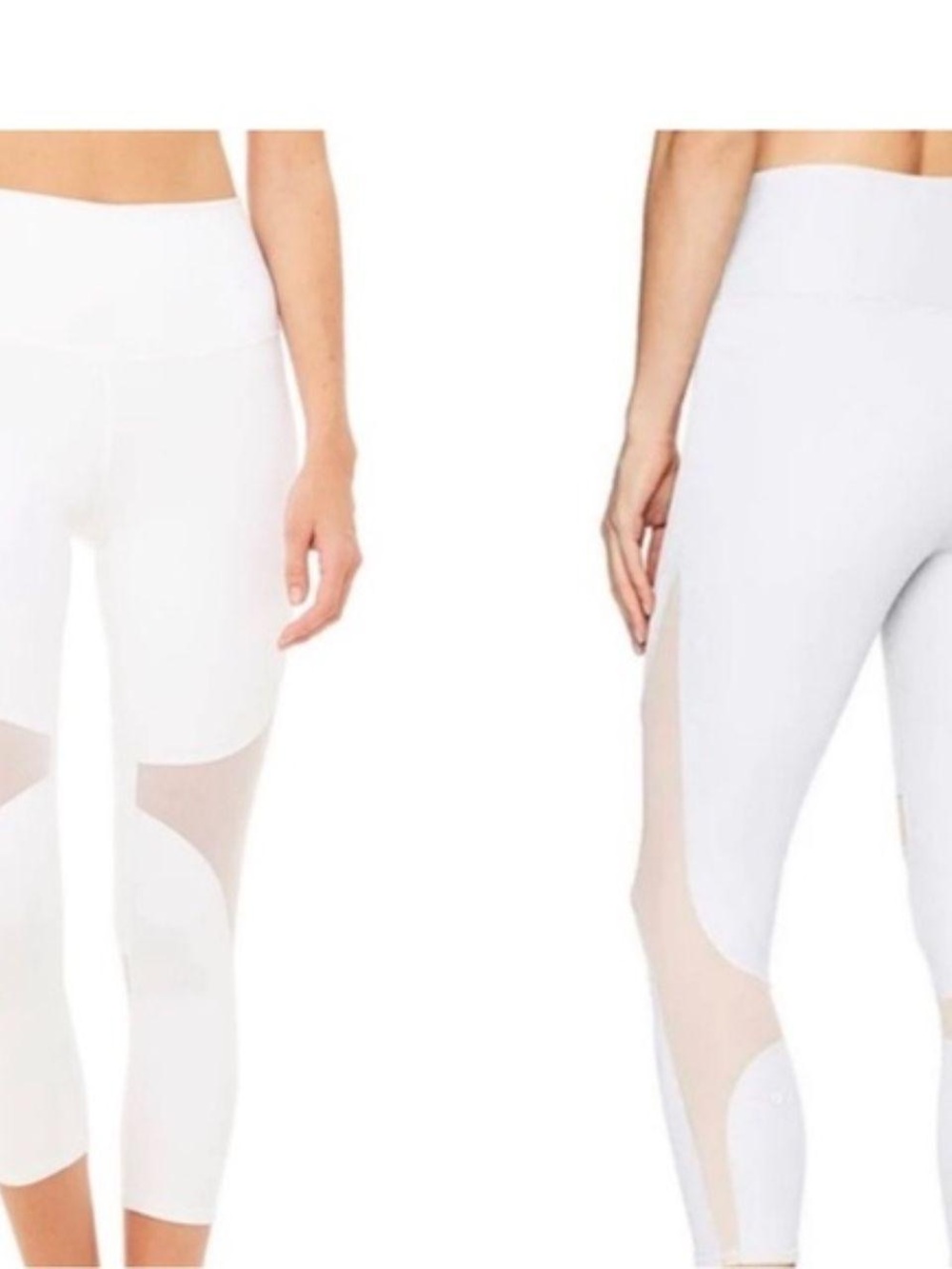 ALO Yoga White Mesh-Panel High-Rise Capri NWOT